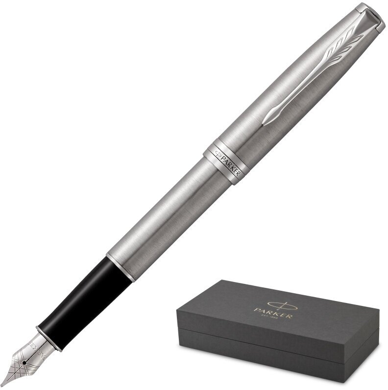 Ручка перьевая PARKER SONNET STAINLESS STEEL СT 2 черных картрид 1931509