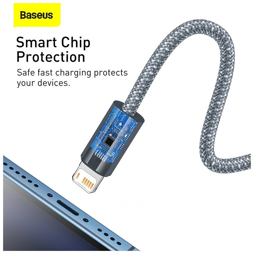 Кабель Baseus Dynamic Series Fast Charging Data Cable USB - Lightning 2.4A 1m Blue CALD000403 - фото №9