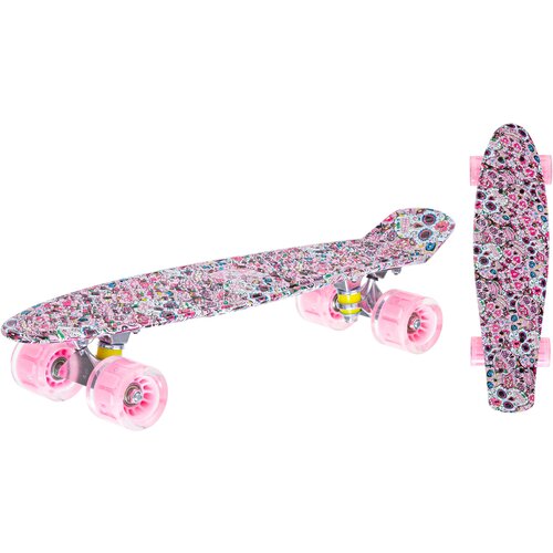 Скейтборд пластиковый детский. розовый с принтом. арт. IT106605