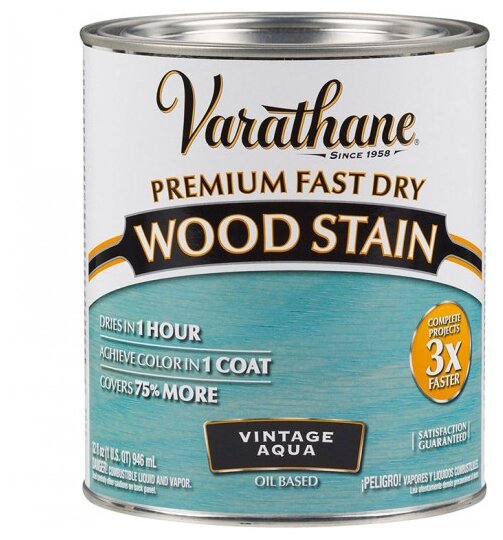 "Морилка - Масло Для Дерева Varathane Premium Fast Dry Wood Stain Винтаж Аква 0,946 л"