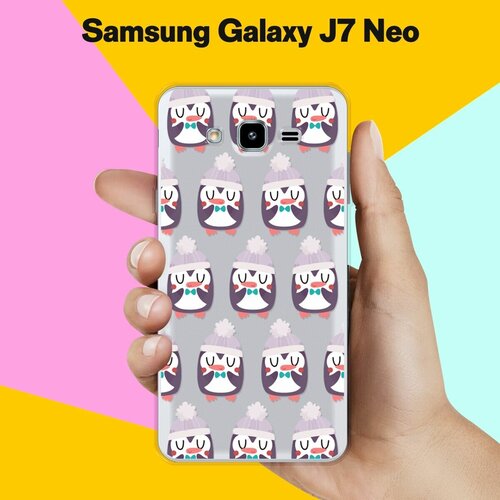 Силиконовый чехол на Samsung Galaxy J7 Neo Новогодний узор / для Самсунг Галакси Джей 7 Нео силиконовый чехол на samsung galaxy j7 neo рождественский пейзаж для самсунг галакси джей 7 нео