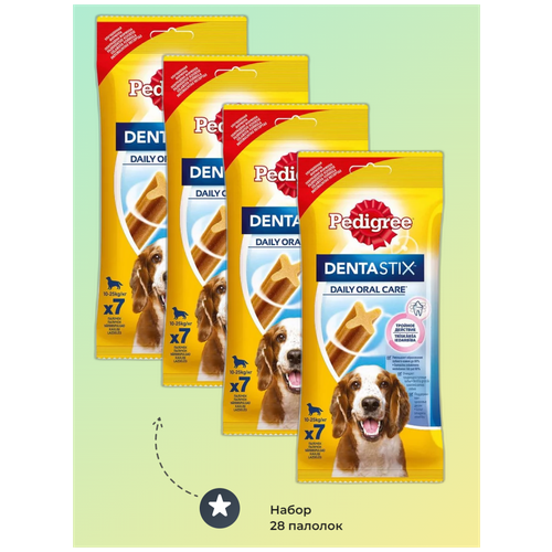 Лакомство для собак Pedigree Denta Stix для средних пород 4 упаковки