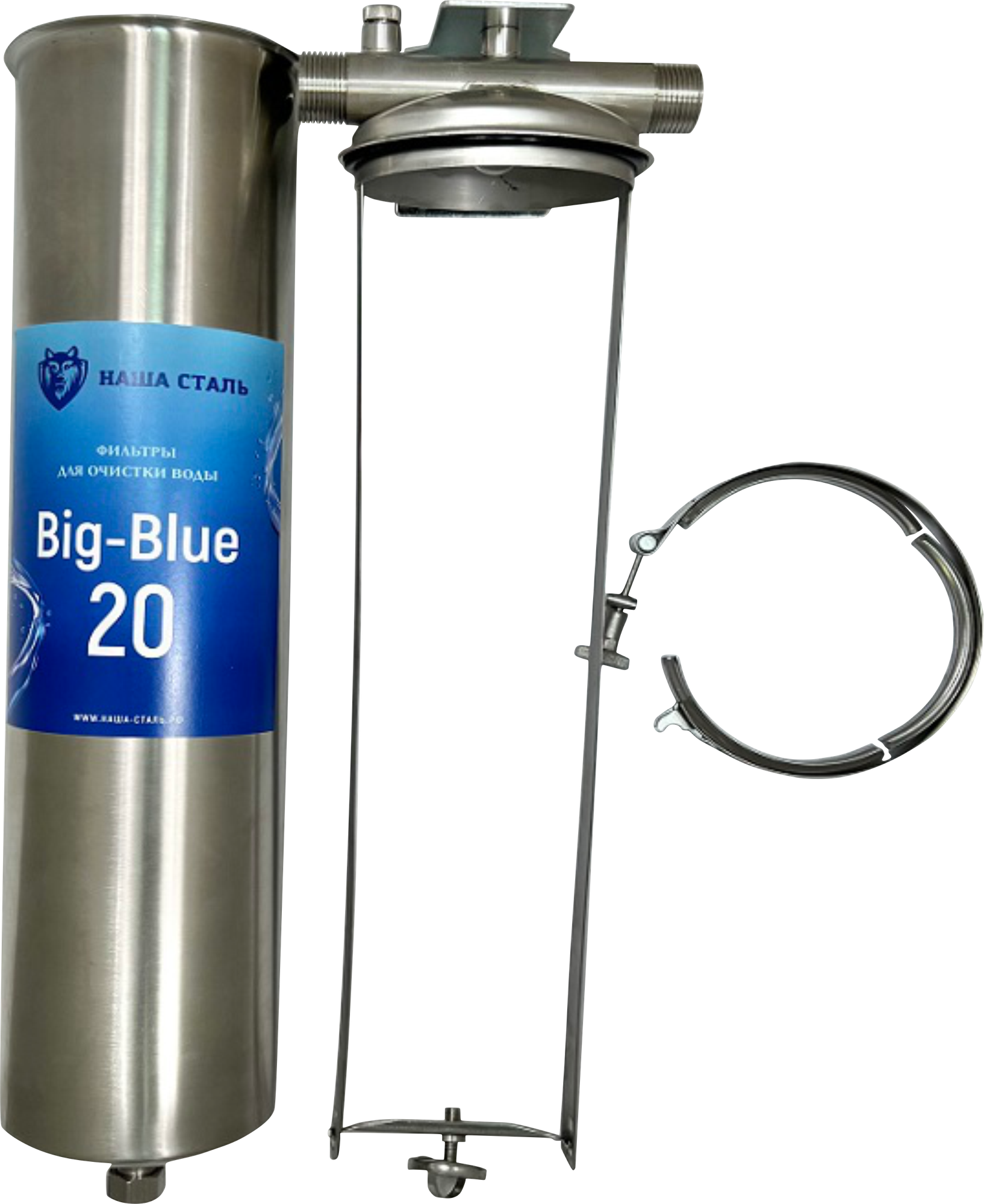 Магистральный фильтр для холодной и горячей воды Big Blue 20 из нержавеющей стали наша сталь - для дома, дачи, квартиры, 1 дюйм - фотография № 11
