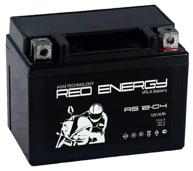 Аккумулятор Red Energy RS-1204 для мототехники (12В 4Ач / 12V 4Ah / стартерный ток 60А) YB4L-B YB4L-A YTX4L-BS