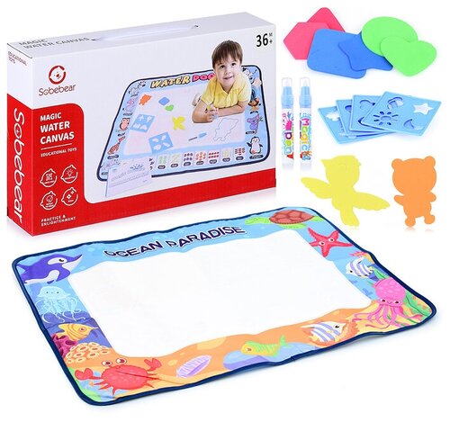 Текстильный коврик для рисования водными маркерами / Коврик детский развивающий Oubaoloon YL1022-52 в коробке