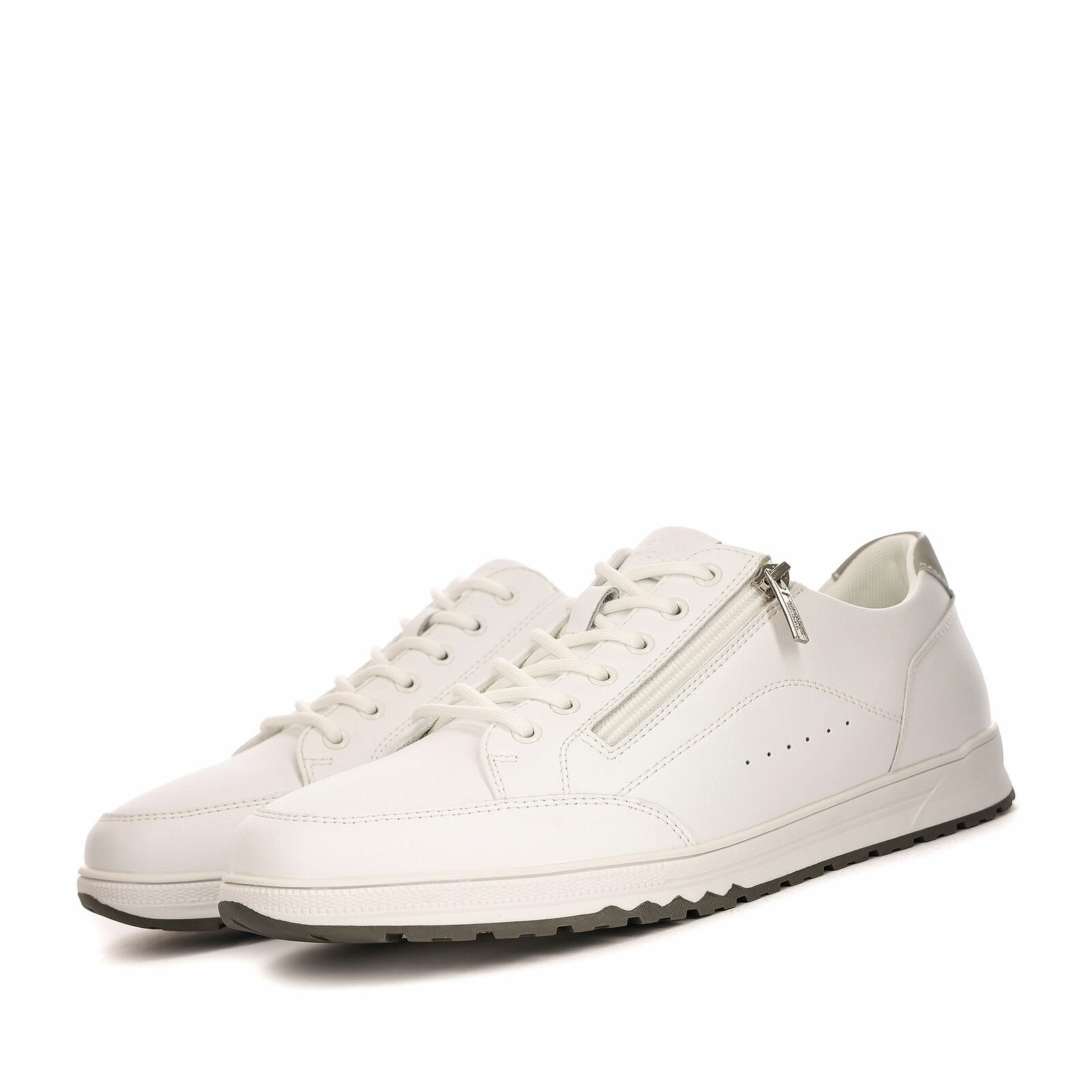 фото Белые мужские кожаные кроссовки на шнуровке Quattrocomforto 98-31MV-764VT