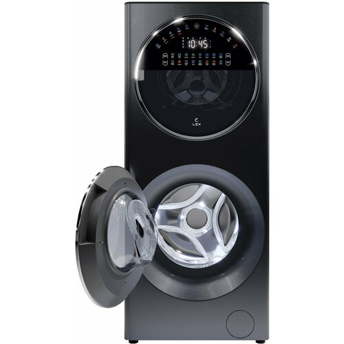 Стиральная машина Lex LWM10714LuxIDD класс A загр фронтальная макс10кг с сушкой черный инвертер 145700₽