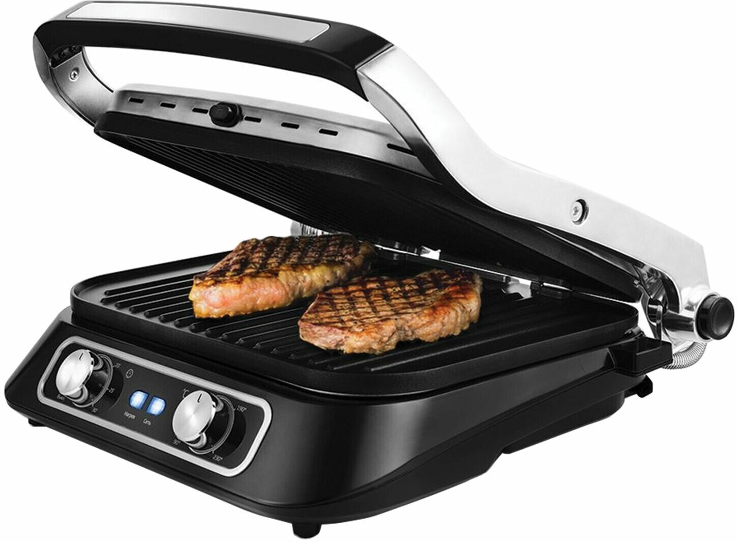 Электрогриль KITFORT КТ-1652, 2100 Вт, съемные панели, регулировка температуры, серебро/черный