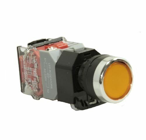 Кнопка Saroglidi SE0021-0076, с подсветкой, жёлтый, 1 но+1 НЗ, 220 В