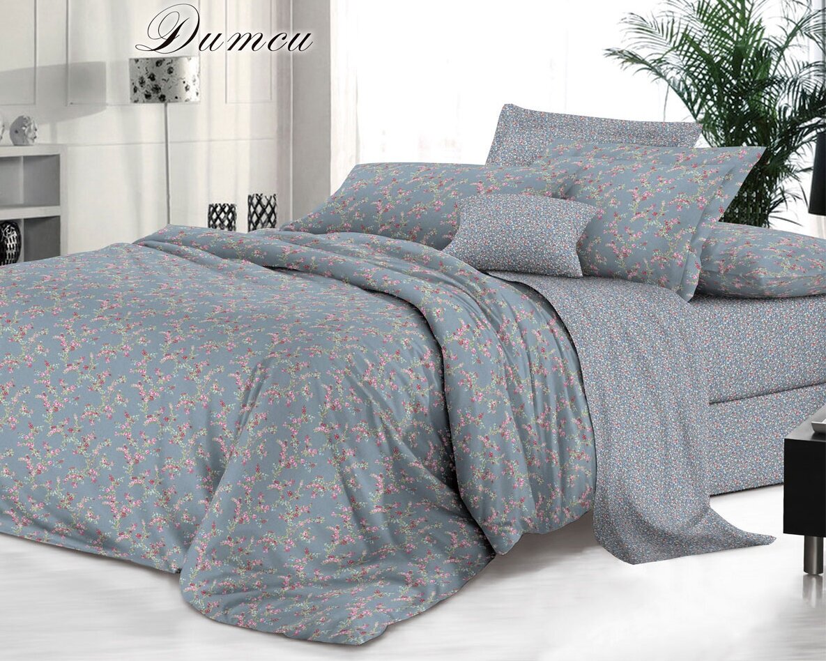 Постельное белье евро из поплина с пододеяльником на молнии коллекции Bella Vita Premium Эльф (1178 Дитси)