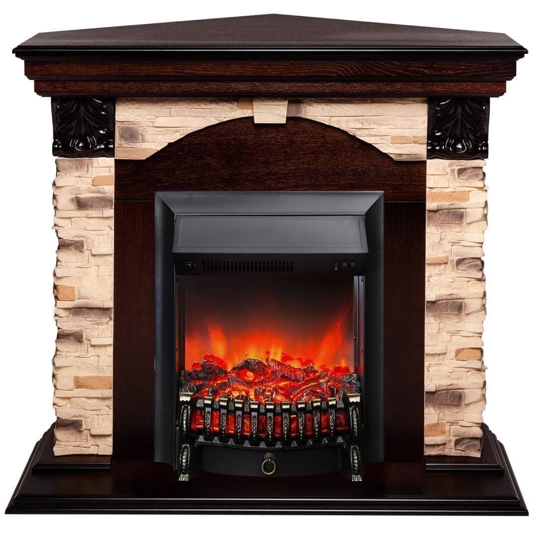 Камин RealFlame Dublin Corner Rock AO с очагом Fobos Lux Black