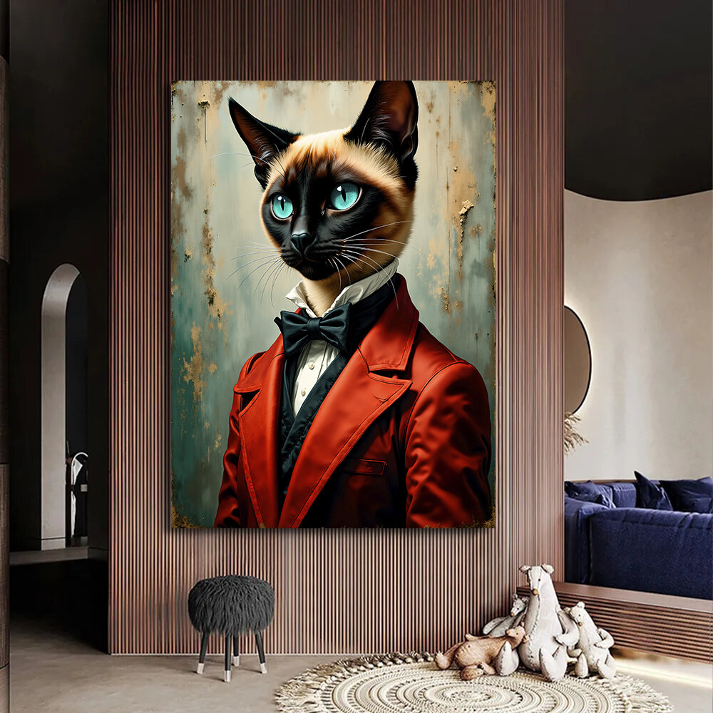 Картина с котами в одежде / постер кот, картина с животными, 60х80 см.