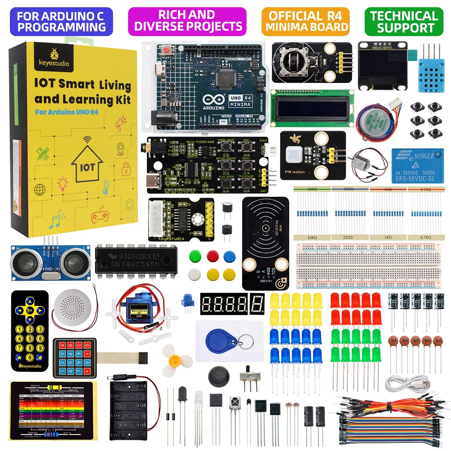 Keyestudio Arduino Uno R4 Smart Living Kit, Arduino UnoR4 Minima — фото 1