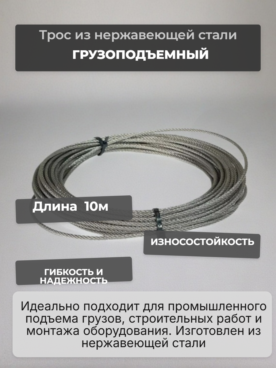 Трос из нержавеющей стали 1мм-10метров