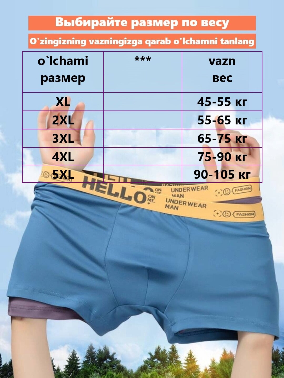 Трусы  Боксеры, комплект из 5 шт., размер 75-90кг — фото 1