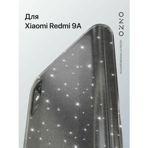 Силиконовый чехол для Xiaomi Redmi 9A / Чехол на Ксиоми Редми 9А, темно-прозрачный с блестками защитная пленка на xiaomi redmi note 11 pro 11 pro plus ксиоми редми нот 11 про 11 про на экран прозрачная гидрогелевая силиконовая основа brozo