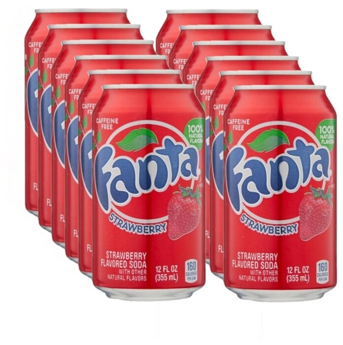 Газированный напиток Fanta Strawberry, 12 шт по 0,355 л, США