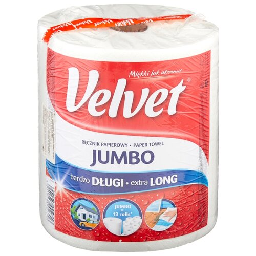 фото Полотенца бумажные Velvet Jumbo белые двухслойные, 1 рул.