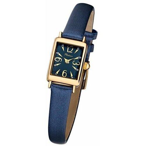 Наручные часы Platinor женские, кварцевые, корпус золото, 585 пробасиний