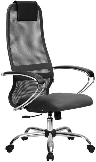 Кресло Метта BK-8, темно-серый/темно-серый, хром (SU-B-8/подл.131/осн.003)