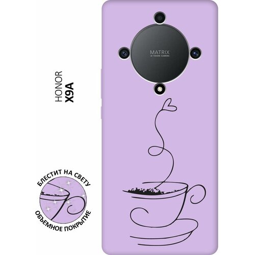 Силиконовый чехол на Honor X9a, Magic5 Lite, Хонор Х9А, Мэджик 5 Лайт Silky Touch Premium с принтом Coffee Love сиреневый матовый чехол на honor x9a magic5 lite хонор х9а мэджик 5 лайт soft touch черный