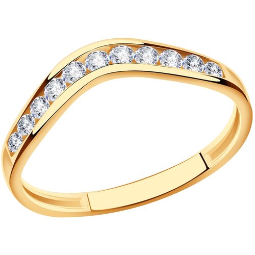 фото Золотое кольцо золотые узоры 61-0046 с цирконием diamant-online