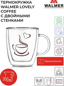 Фото Кружка Walmer Lovely Coffee с двойными стенками, 350 мл, цвет прозрачный