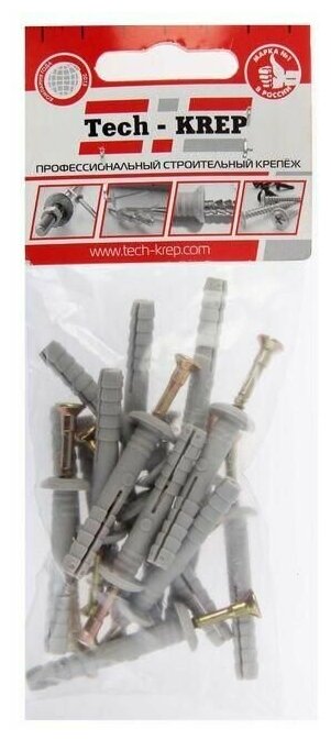 фото Tech-KREP Дюбель-гвоздь 6х40 с грибовидной манжетой полипропилен (уп.16шт) пакет Tech-Krep 102945
