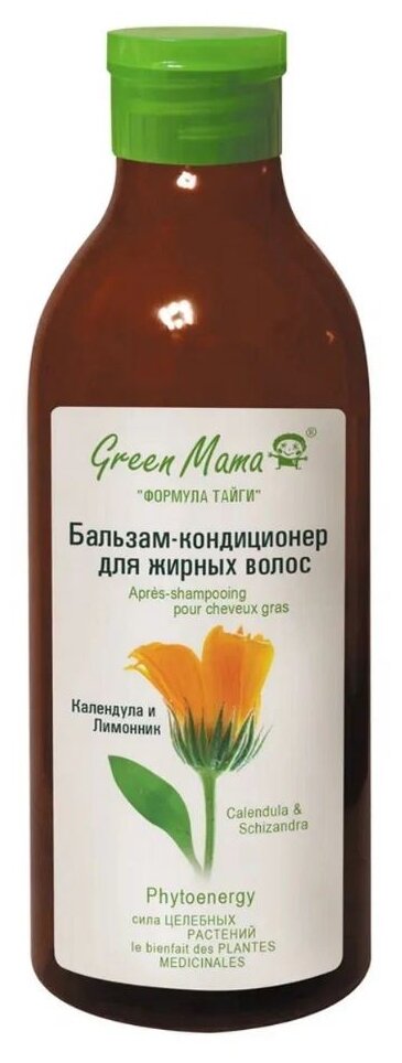 Green Mama бальзам-кондиционер Формула тайги для жирных волос Календула и Лимонник, 400 мл