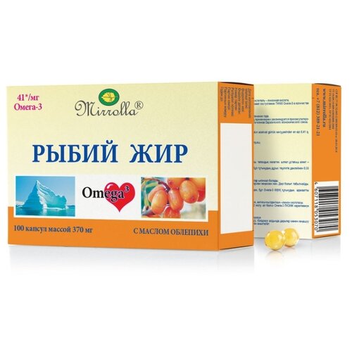 Рыбий жир с маслом облепихи капс., 0.37 г, 100 шт.