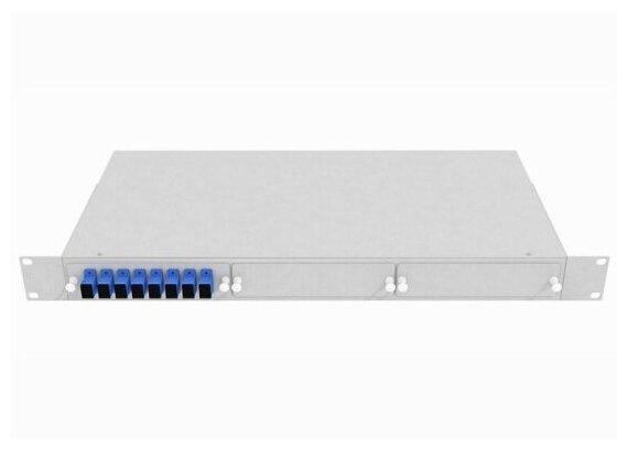 Кросс оптический Toplan , стоечный 19", 8 SC/UPC адаптеров, SM, 1U, серый, укомплектованный (КРС-Top-1U-08SC/U-OS2-GY)