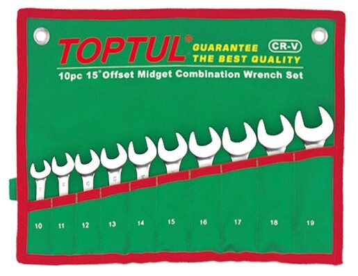 Набор ключей комбинир. 10-19мм 10шт TOPTUL (GAAA1002)
