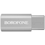 Адаптер Borofone BV4, MicroUSB - Type-C, серебристый - изображение