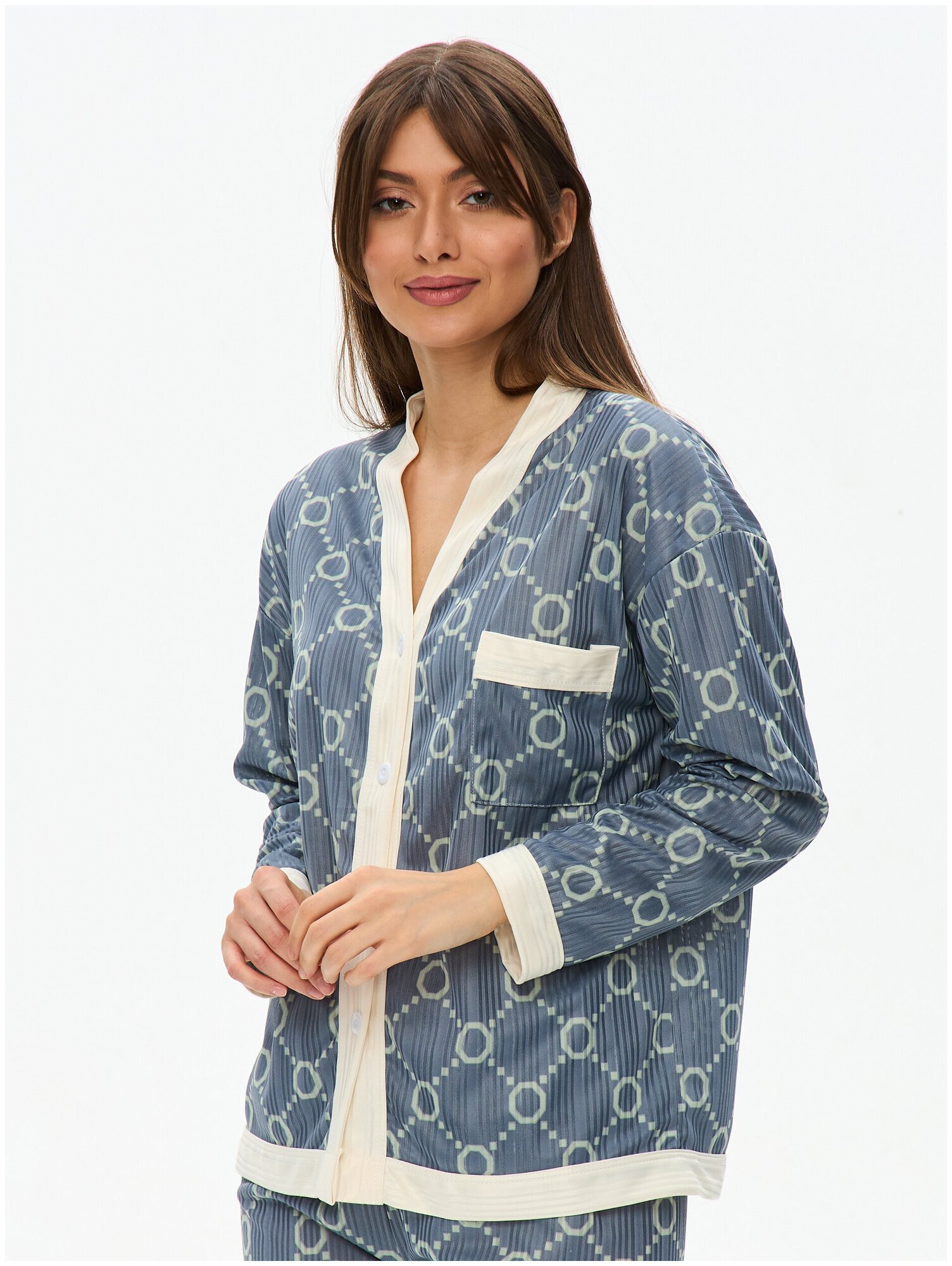 Пижама женская с брюками и рубашкой для сна, домашняя одежда 48/XXL размер - фотография № 11