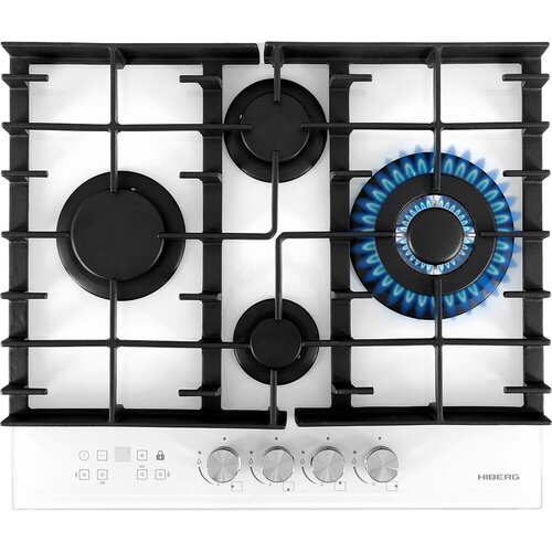 Газовая варочная поверхность HIBERG VM 6145 W WOK конфорка электророзжиг газ-контроль таймер белый 2486500₽