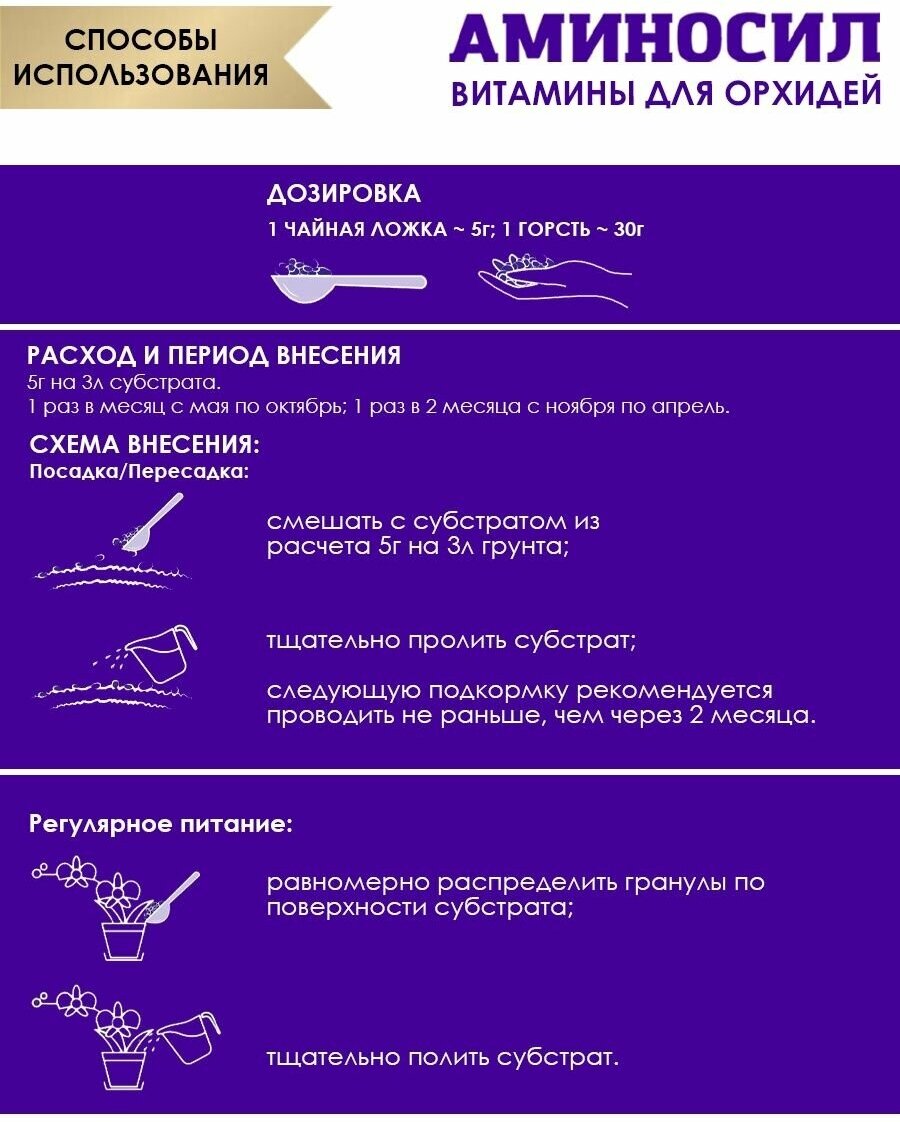 Удобрение гранулированное Аминосил для орхидей 300 г - фотография № 3