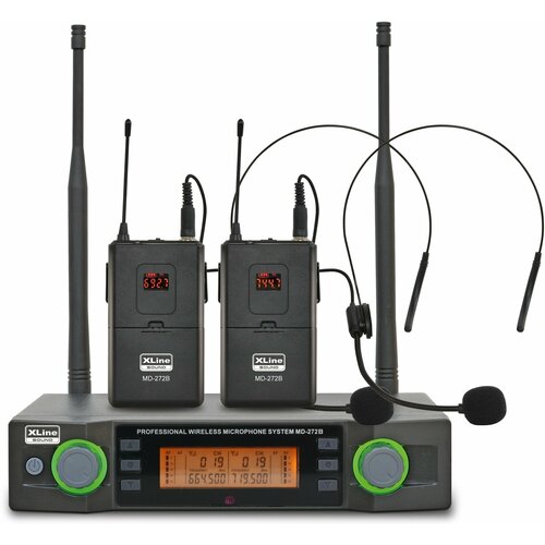 xline md 262a b радиосистема двухканальная c двумя поясными передатчиками фикс частота Радиосистема XLine MD-272B