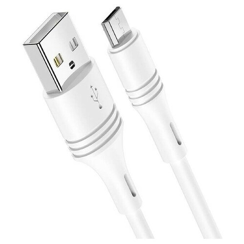 Кабель Borofone BX43, microUSB - USB, 2.4 А, 1 м, PVC оплётка, белый