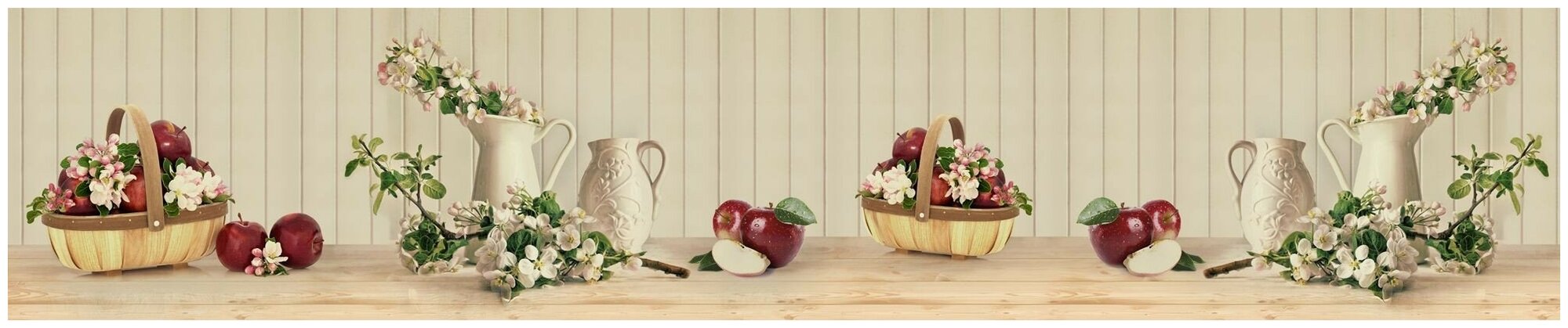 Фартук для кухни из АБС пластика 3000*600*1,5мм. Кухонный фартук ABS с фотопечатью "Натюрморт с яблоками"