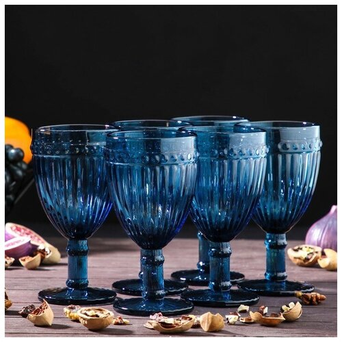 Набор бокалов стеклянных Magistro «Босфор», 250 мл, 6 шт, цвет синий