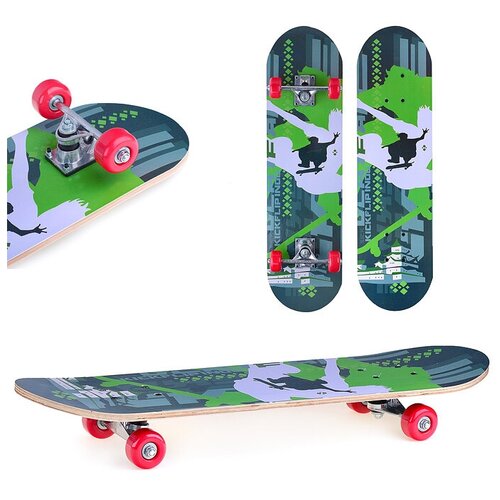 Скейтборд / Скейт подростковый ROCKET 70x20 см, дека из дерева, колеса PU 50 мм, R0054, зеленый