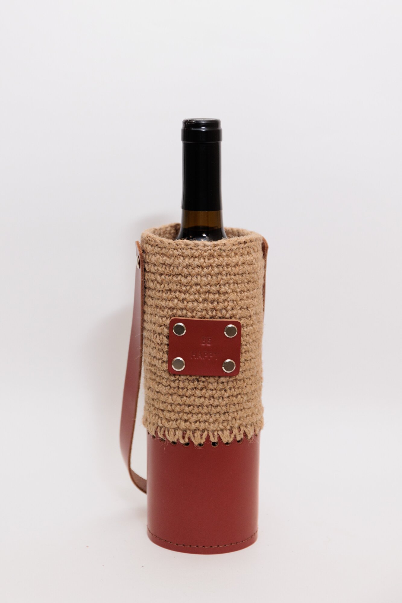 Подарочная подвесная корзинка из джута для бутылок - фотография № 6