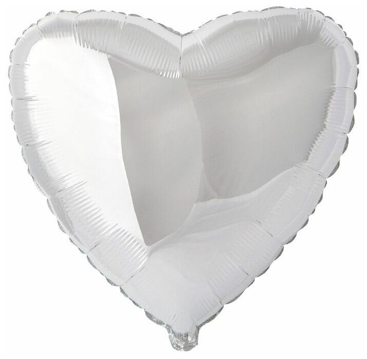 Воздушный шар фольгированный Flexmetal сердце, серебро, металлик, 46 см