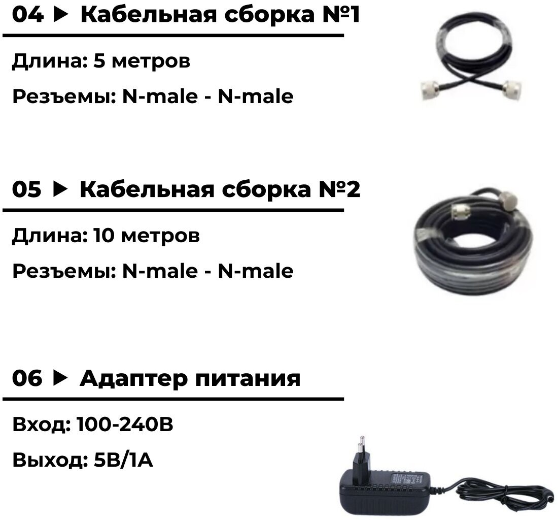 Усилитель сигнала сотовой связи 2G/3G/4G - Комплект Telestone 900/1800/2100/2600 Гц