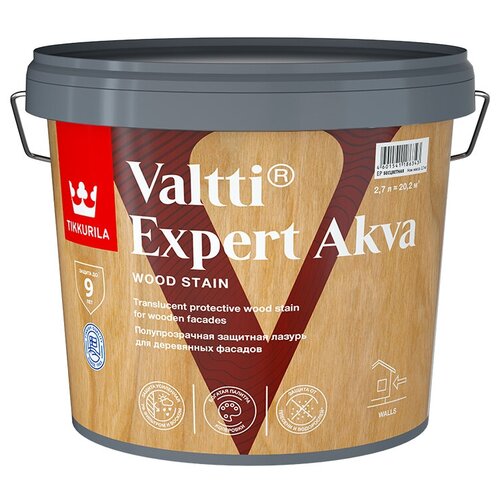 Лазурь антисептическая Tikkurila Valtti Expert Akva Бесцветный 2,7 л полуматовая