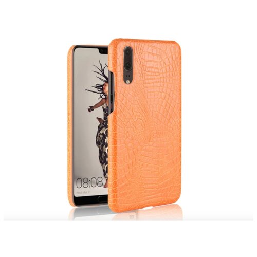 фото Чехол-панель mypads для honor 20 pro тонкий задний бампер на пластиковой основе с отделкой под кожу крокодила оранжевый