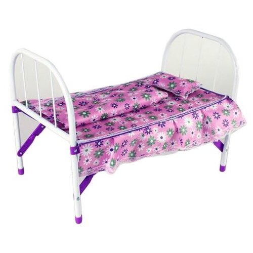 фото Наша игрушка кроватка для куклы хризантема (41699-1) белый/фиолетовый