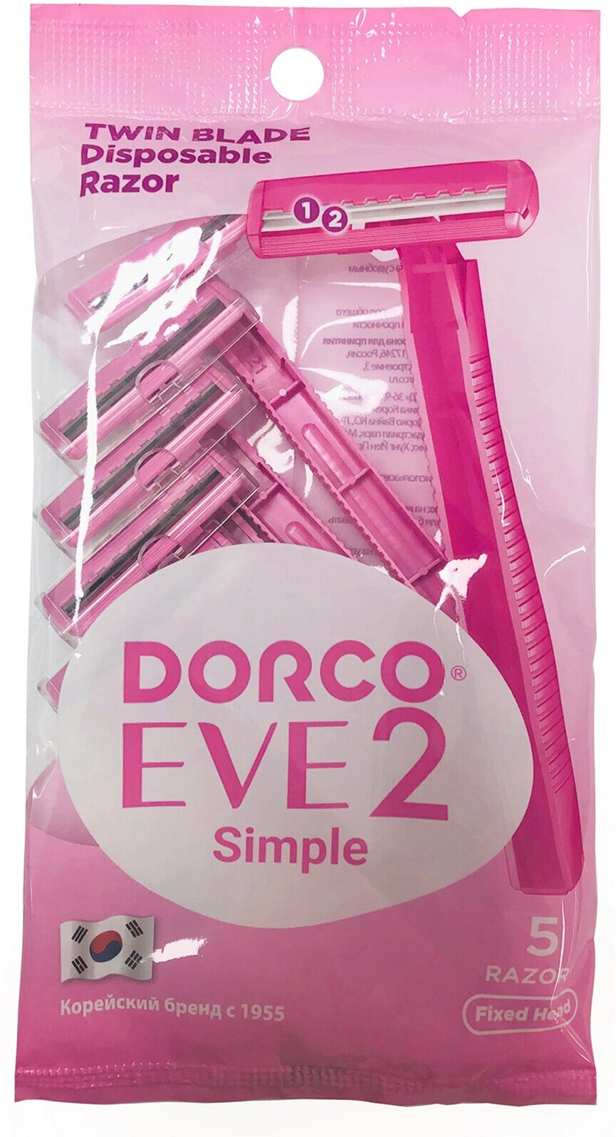 DORCO Станок для бритья одноразовый Dorco Eve 2 Simple, 5 шт.