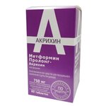 Метформин Пролонг Акрихин таб. с пролонг. высв. п/о плён. 750 мг №60 - изображение