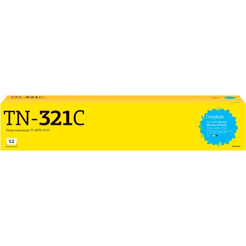 лазерный картридж t2 tc mtn 221bk для konica minolta bizhub c227 c287 24000 стр черный с чипом Лазерный картридж T2 TC-MTN-321C для Konica-Minolta BizHub C224/C284/C364 (25000 стр.) голубой, с чипом